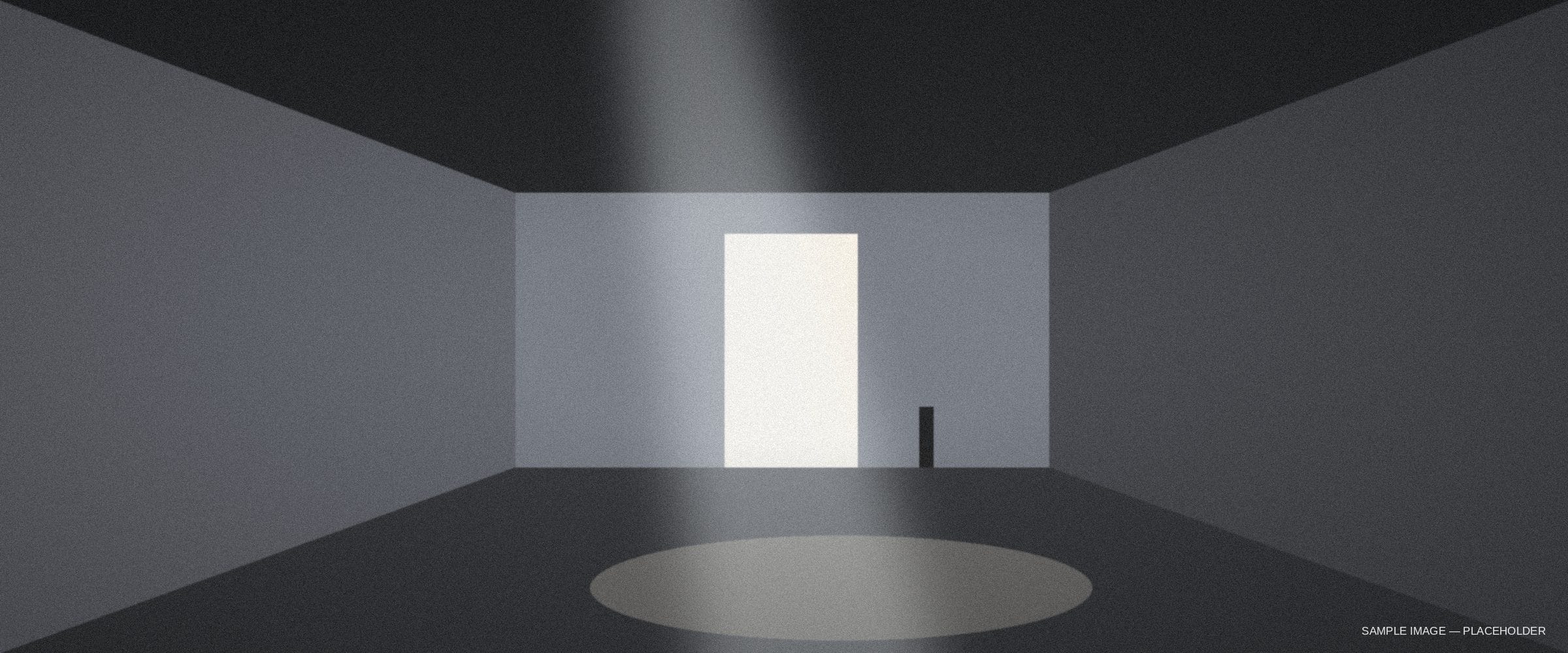 Sample render — long hall in cool light