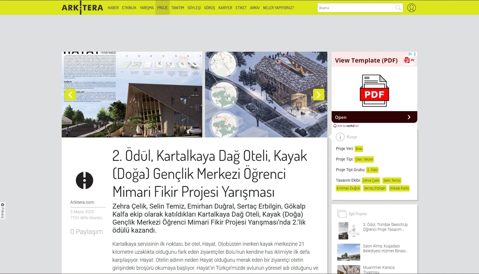 Screenshot of Arkitera: Second Prize: Kartalkaya Mountain Hotel and Youth Centre