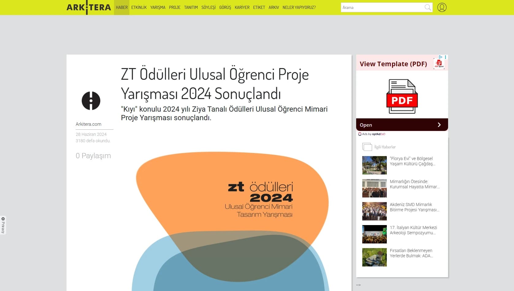 Screenshot of Arkitera: Ziya Tanalı National Student Project Competition 2024 Results