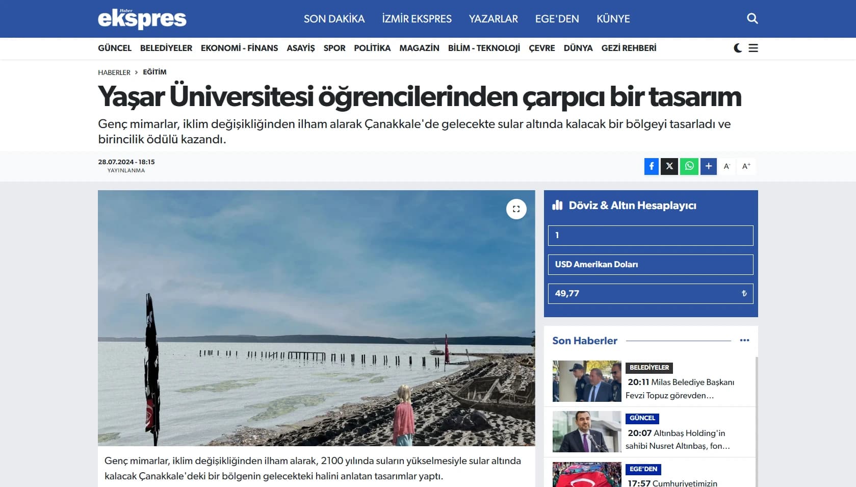 Screenshot of Haber Ekspres: A Coastal Design Proposal by Yaşar University Students